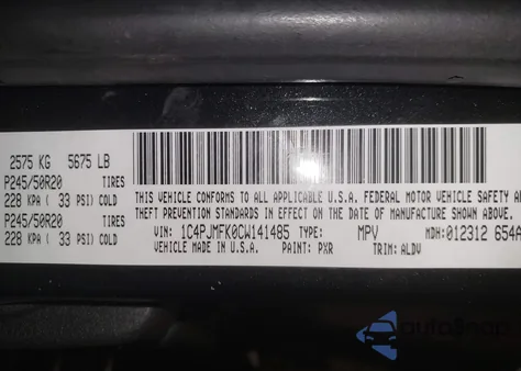 2012 Jeep Liberty Limited Jet Edition z USA, uszkodzony, nr VIN 1C4PJMFK0CW141485